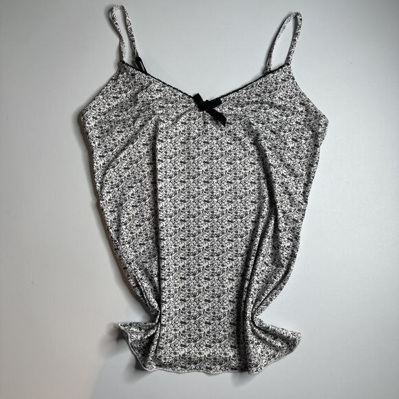 Gina Benotti M Floral Bow Cami Top Black White Stretch Y2K Coquette Goth - Picture 3 of 11